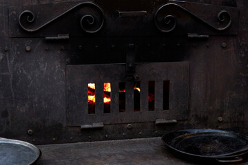 Wood-fired oven outside a restaurant