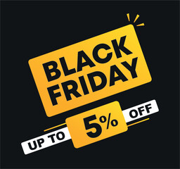 5% off. Vector illustration Black Friday sales. Campaign for stores, retail. Social media banner promo