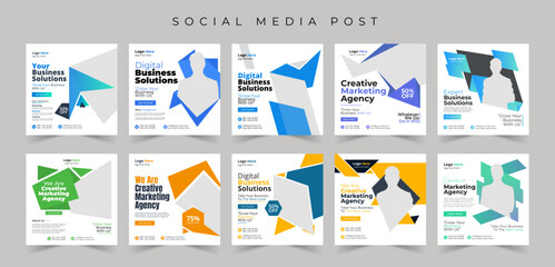 corporate social media post template set. trendy social media post template collection
