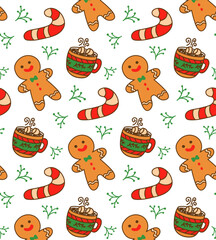 Winter seamless patterns with christmas elements.