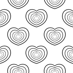 heart outline seamless pattern on white background