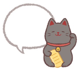 招きクロネコと吹き出し線画