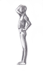black and white sketch of a human figure
