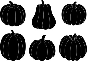 Set Pumpkin silhouette vector illustration