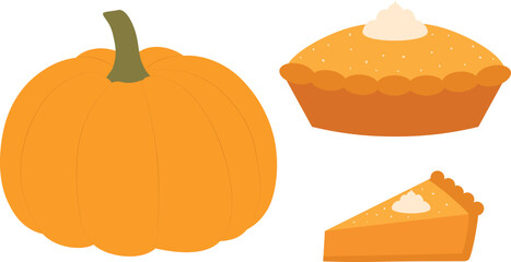 Set pumpkin pie vector illustration