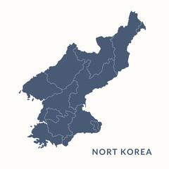 Map of North Korea. North Korea map vector illustration.