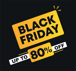 80% off. Vector illustration Black Friday sales. Campaign for stores, retail. Social media banner promo
