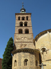 Romanesque church of San Andres. (12th century). View of the apses and the bell tower.
Historic city of Segovia. Spain.
UNESCO World Heritage. 