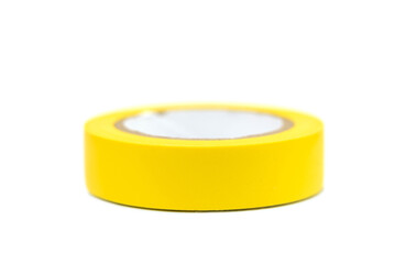 yellow insulating sticky tape roll isolated on the white background