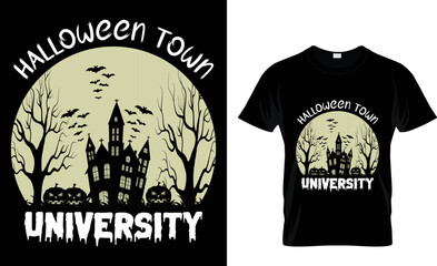 halloween town university t shirt design tamplete.