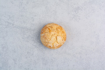 Homemade round cookie on gray background