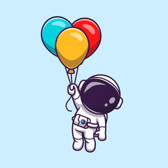 Cute Astronaut Floating With Colorful Balloon Cartoon Vector  Icon Illustration. Technology Science Icon Concept Isolated  Premium Vector. Flat Cartoon Style © catalyststuff