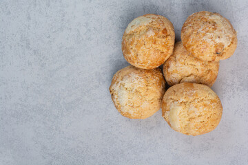 Homemade sweet cookies on gray background
