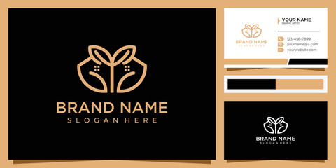 Flower abstract logo design with business card