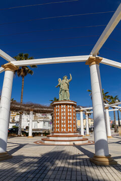 Monument to the carnival of Rota dedicated to Fco. J. Gutierrez, Guti, Rota, Cadiz, Andalusia, Spai 