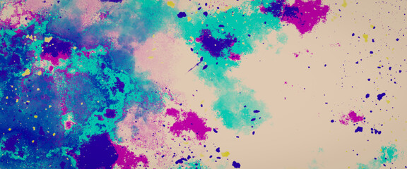 Abstract watercolor stains drops splatter background. Ancient highly Detailed grunge background. Colorful rainbow painted marble texture. Festival of color. Beautiful chaotic oil painting canvas.