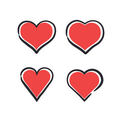 Heart doodles. Hand drawn hearts. Romance and love decorative elements in handmade style.