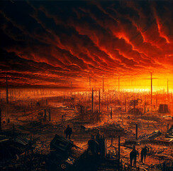 Consequences of a nuclear explosion. 3d illustration