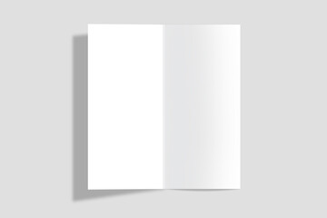 Bi fold or Vertical half fold brochure mock up isolated on soft gray background.