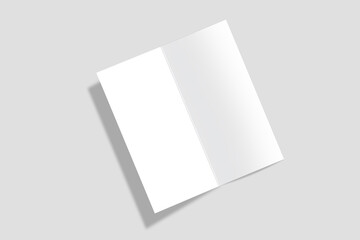 Bi fold or Vertical half fold brochure mock up isolated on soft gray background