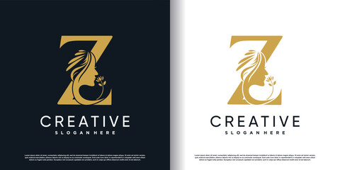  letter logo z with beauty concept Premium Vector - obrazy, fototapety, plakaty