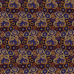 Hand drawn circle shapes seamless pattern. Decorative kaleidoscope mosaic ornament.