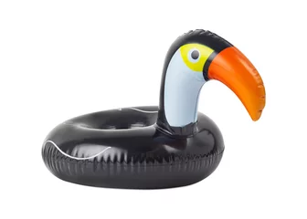 Rolgordijnen Inflatable toucan cup holder isolated on a white background. Swimming pool cup holder. © YuStarikov