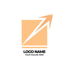 Logo Box design with flat box and arrow cartoon style vector illustration