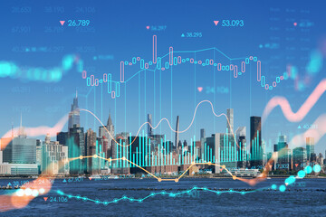 New York City skyline, United Nation headquarters over East River, Manhattan, Midtown at day time,...