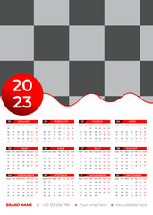 Calendar 2023 week start Sunday corporate design template vector.