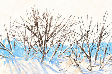 Fototapeta na wymiar Background with winter landscape