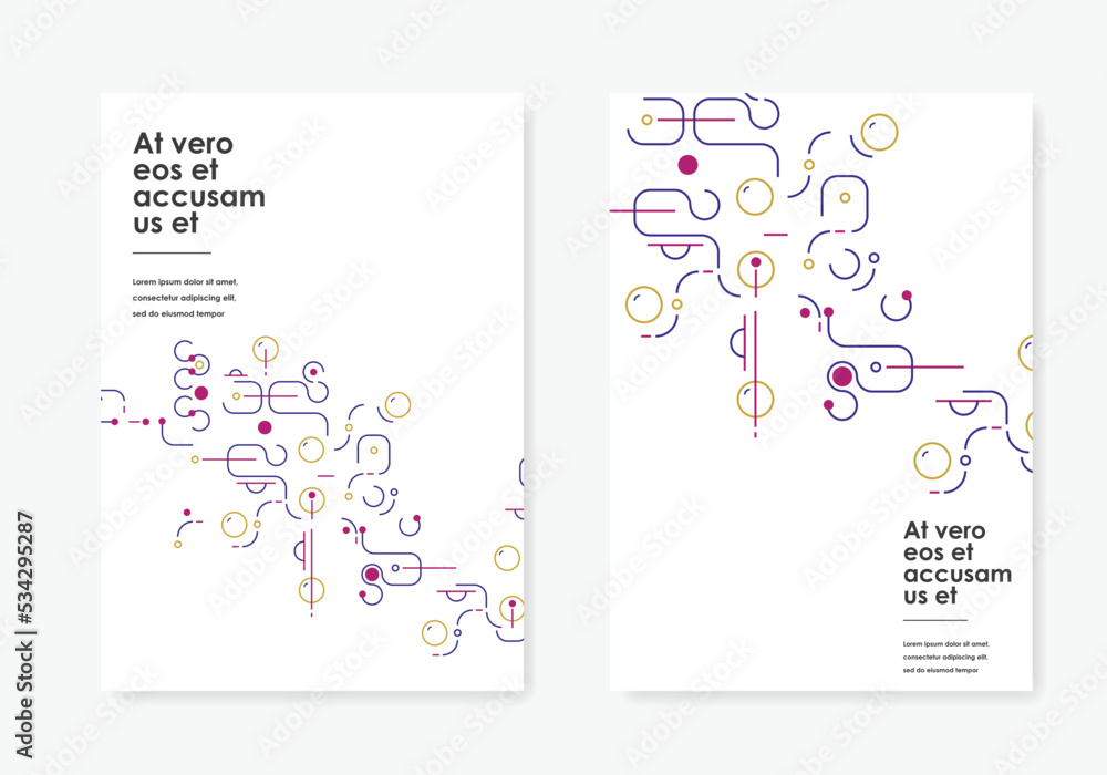 Fototapete Lines and dots connect vector design. Network shapes design. Abstract pattern of dots, lines, rounded squares, circles and other simple geometric objects. Scheme shapes tech concept style