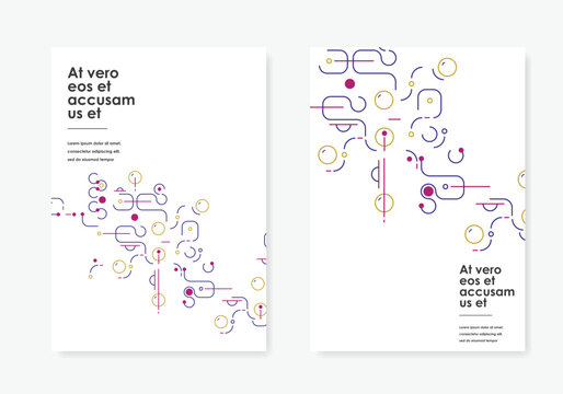 Lines and dots connect vector design. Network shapes design. Abstract pattern of dots, lines, rounded squares, circles and other simple geometric objects. Scheme shapes tech concept style