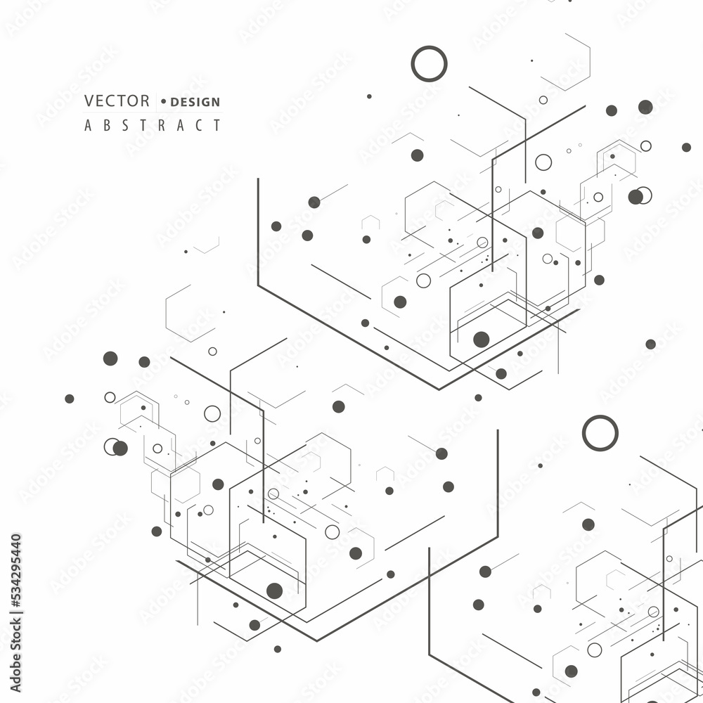 Poster abstract hexagons genetic, science, chemical pattern. technology geometric carcass. vector connectio