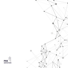 Vector design with abstract polygonal background and connecting dots and lines. Global network connection. Digital technology. Plexus network background