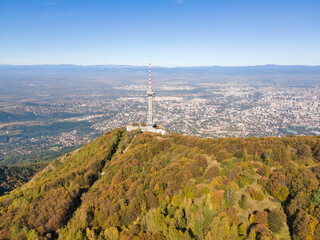 Aerial Autumn panorama of Vitosha Mountain, Bulgaria