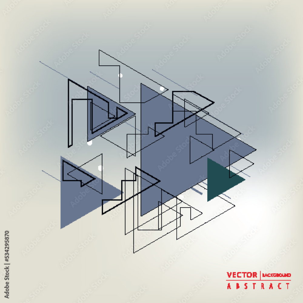 Poster Vector abstract pattern with triangle. Connect lines and dots on gradient background