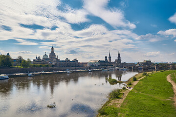 view of the city of Dresden over the Elbe river