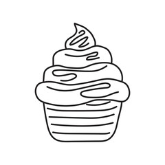 Cupcake in hand drawn doodle style