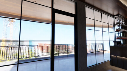 Window mirror for logo mockup cafe luxury theme indoor door minimalist place glass outdoor