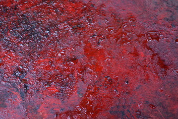 red metal texture from old dirty wet iron wall