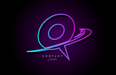 blue and pink alphabet Q letter logo icon design with swoosh. Creative template for company and business