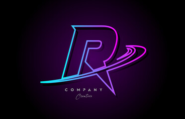 blue and pink alphabet R letter logo icon design with swoosh. Creative template for company and business