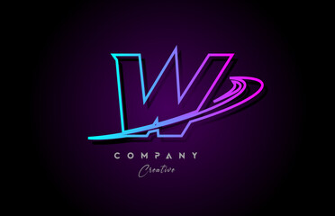 blue and pink alphabet W letter logo icon design with swoosh. Creative template for company and business