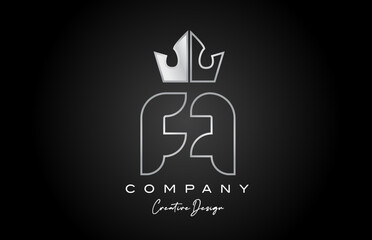 A metal alphabet letter logo icon design. Silver grey creative crown king template for business and company