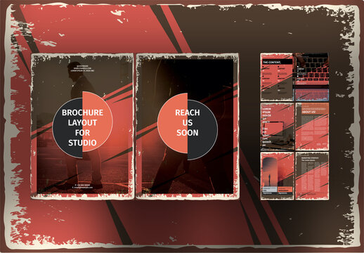 Brochure Layouts with Vintage Backgrounds