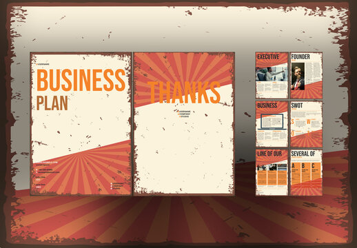 Business Plan Layouts with Vintage Backgrounds
