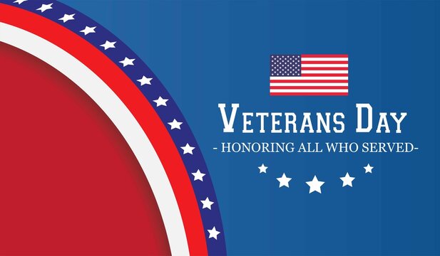 Veterans Day Abstract Banner Background with United States Waving Flag. Modern patriotic backdrop