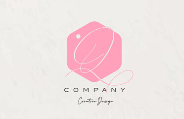 pink polygon Q alphabet letter logo icon design with dot and elegant style. Creative template for company and business