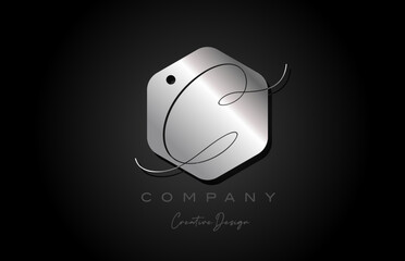 silver grey C alphabet letter logo icon design with metal and elegant style. Creative polygon template for business and company